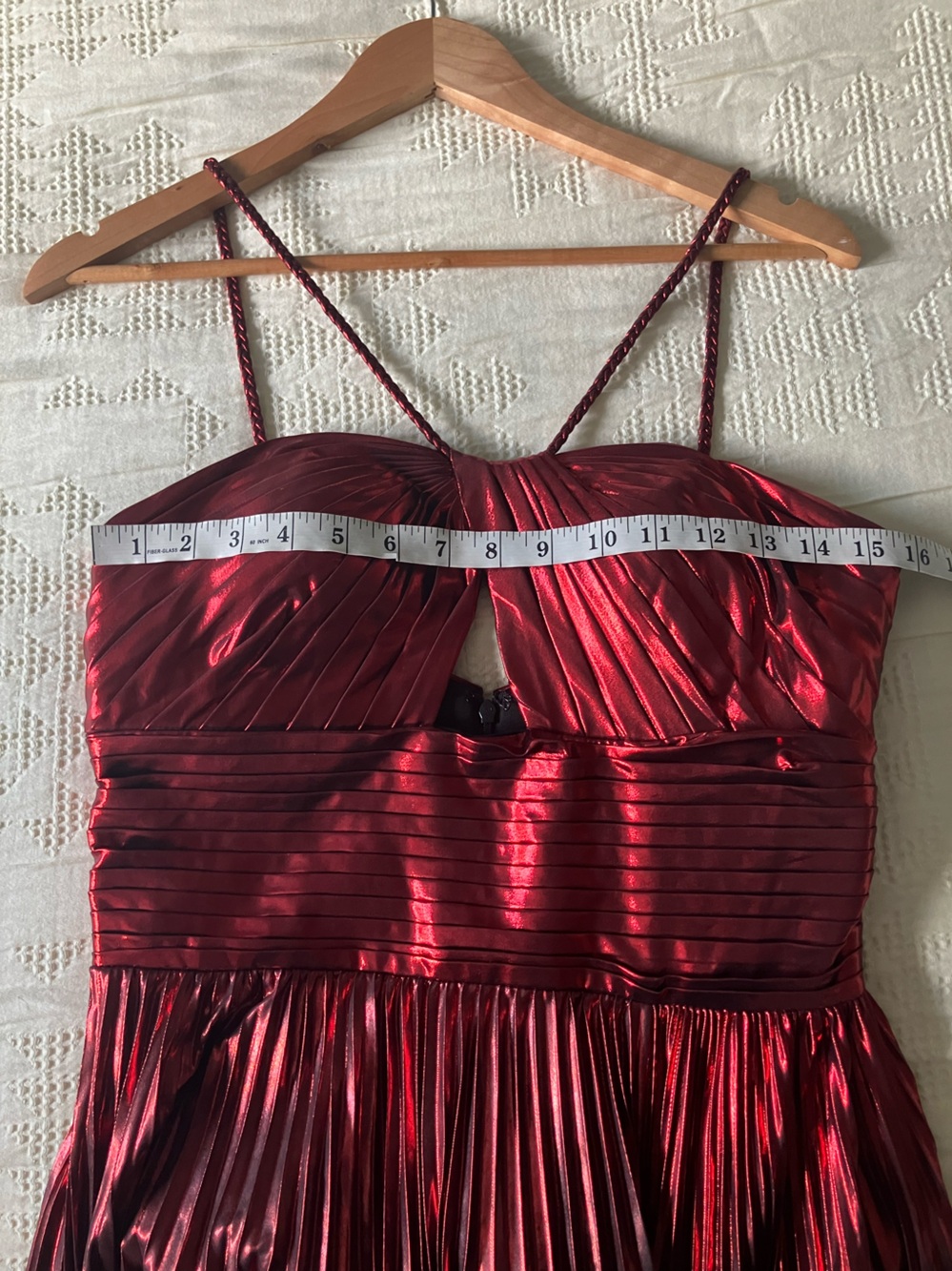 UNBRANDED Red Metallic High Low Pleated Maxi Dress Size M - Picture 10 of 16
